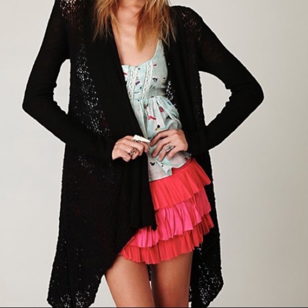 Free People Black Knit Cardigan Sweater